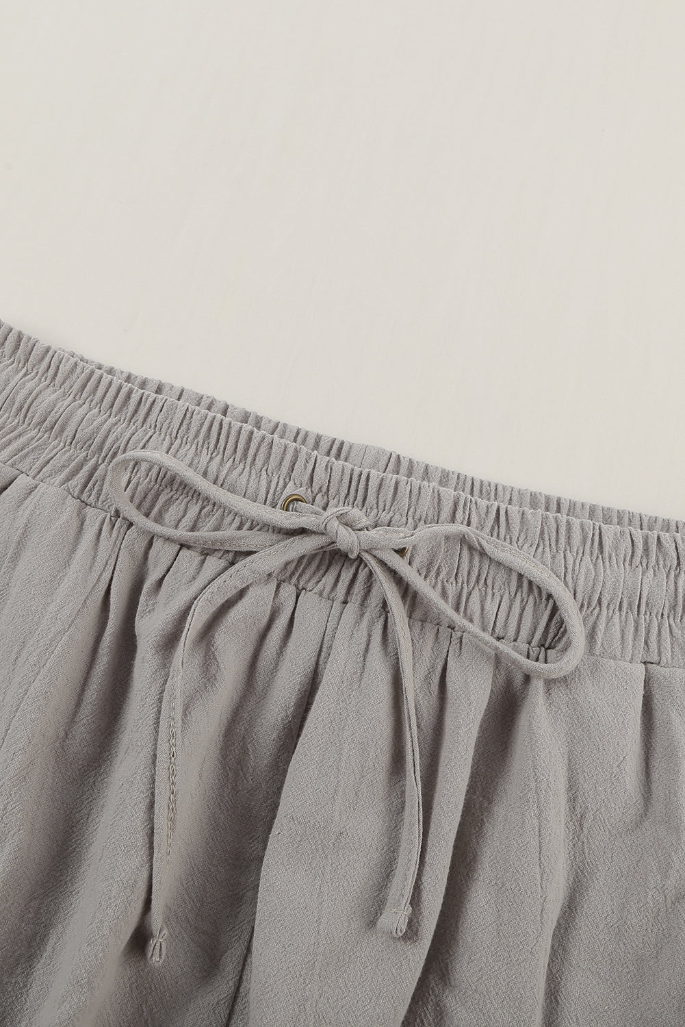 Black Drawstring Elastic Waist Pockets Long Straight Legs Pants