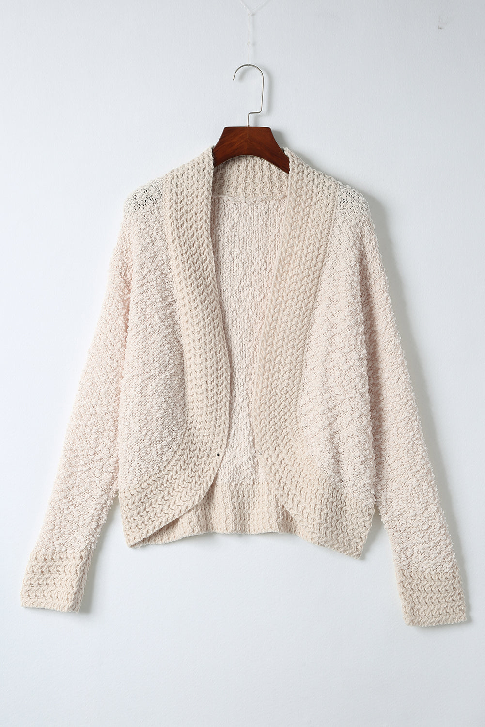 Fiery Red Popcorn Knit Open Front Cardigan