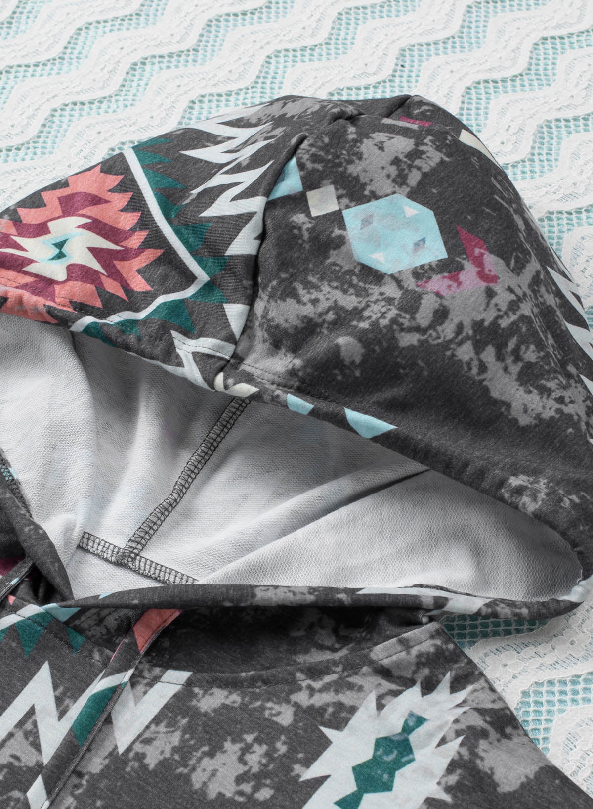 Aztec Kangaroo Pocket Drawstring Hoodie