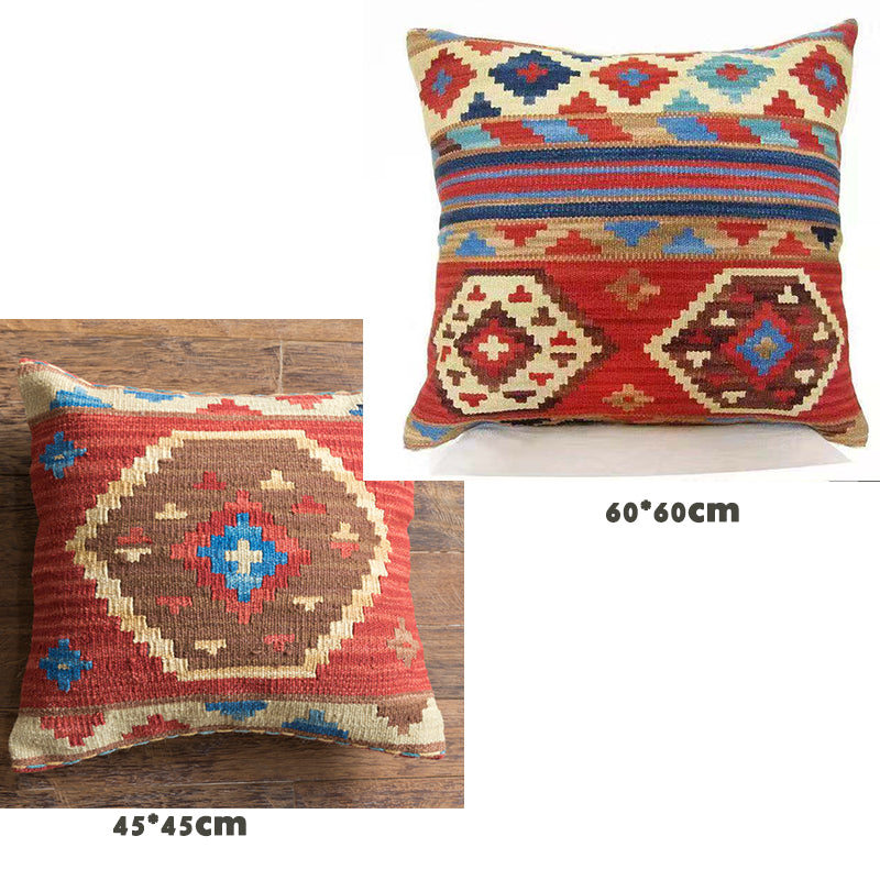 American Country Style Imported From India Ethnic Style Kilim Hand Woven Hard Wool Pillow Cover Cushion