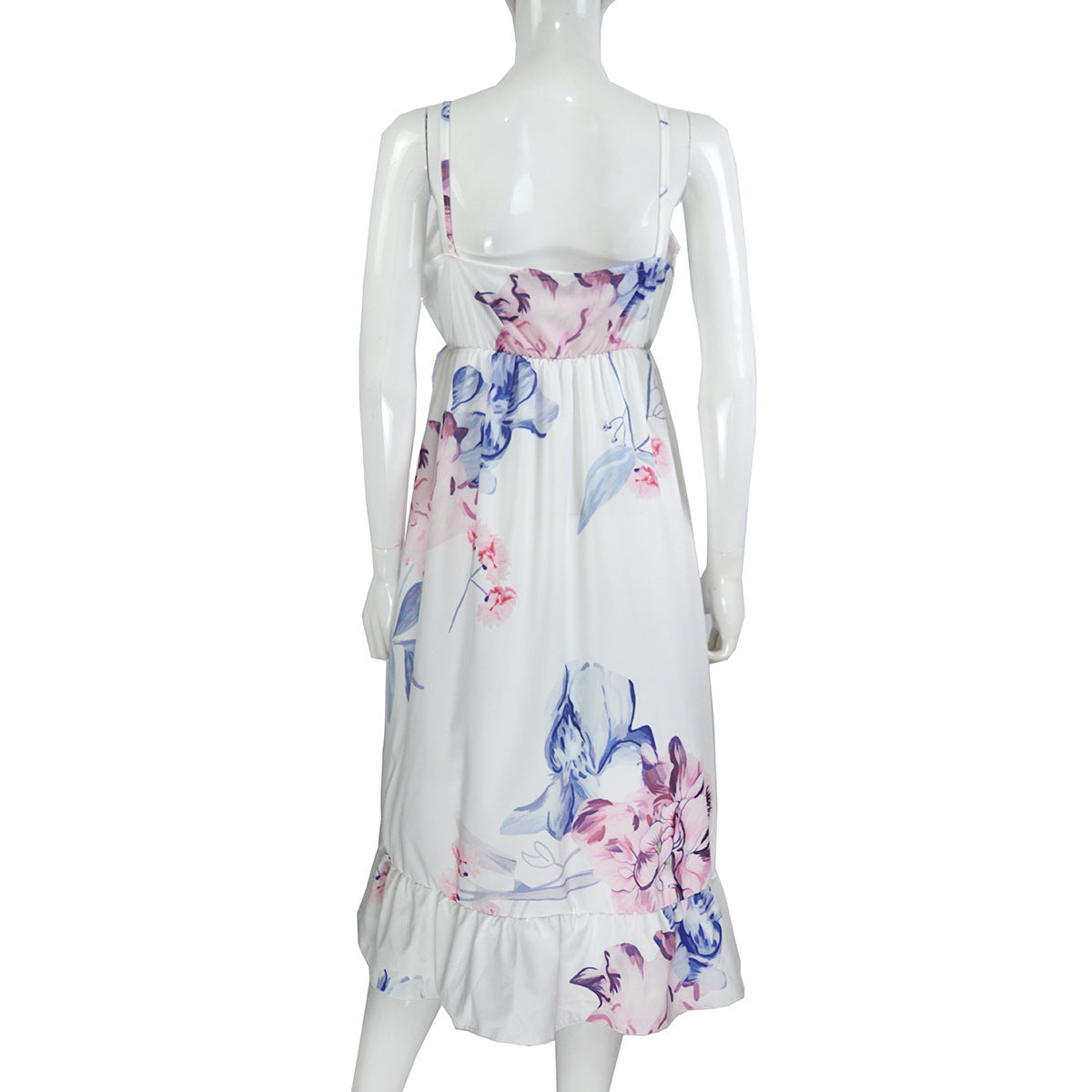 Printed V-Neck High Waist Slim-Fit Maternity Suspender Skirt