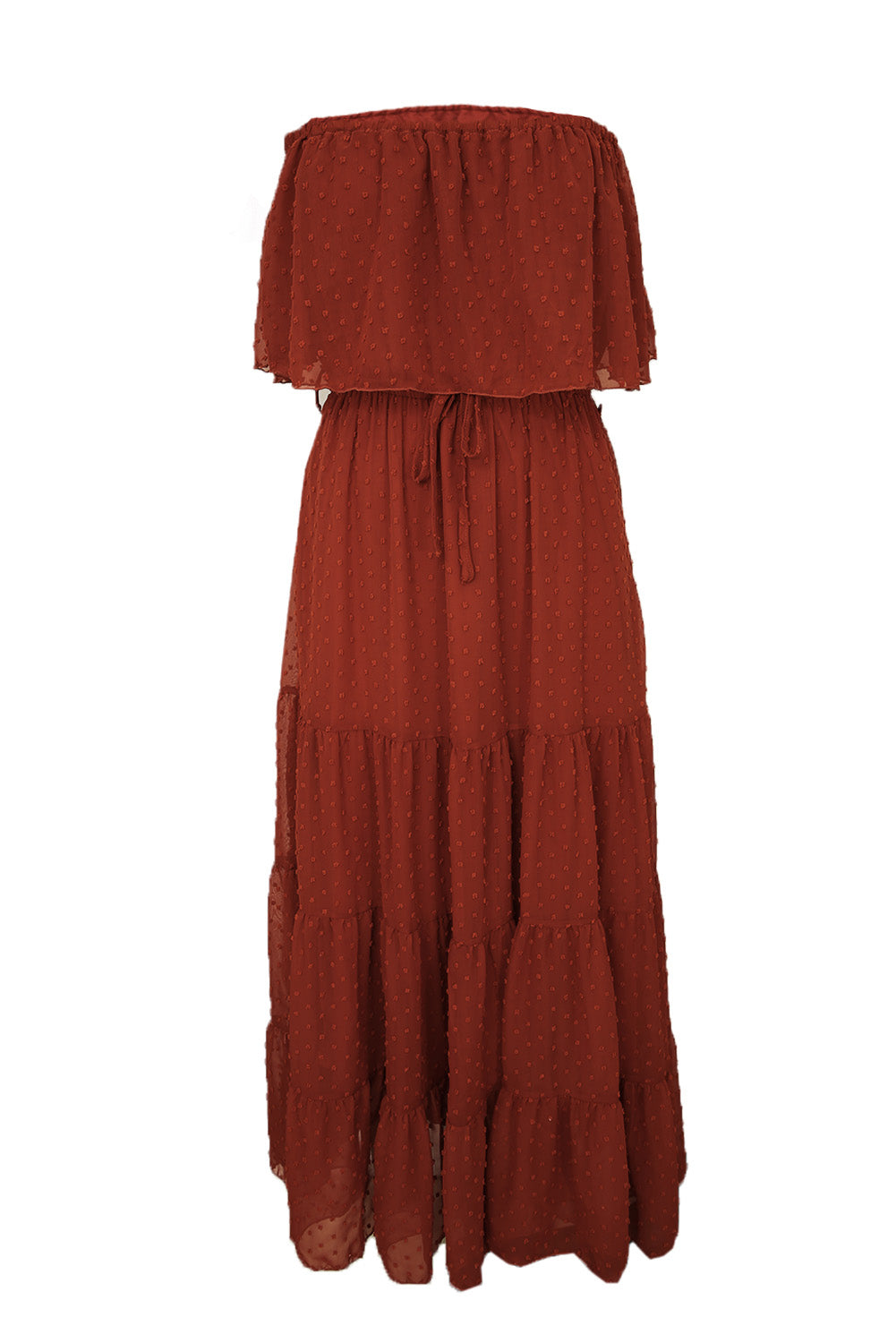 Yellow Yellow Off Shoulder Ruffle Swiss Dot Maxi Dress