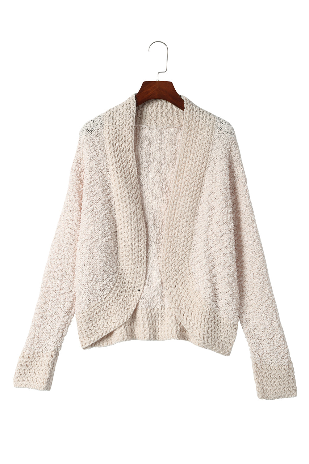 Fiery Red Popcorn Knit Open Front Cardigan