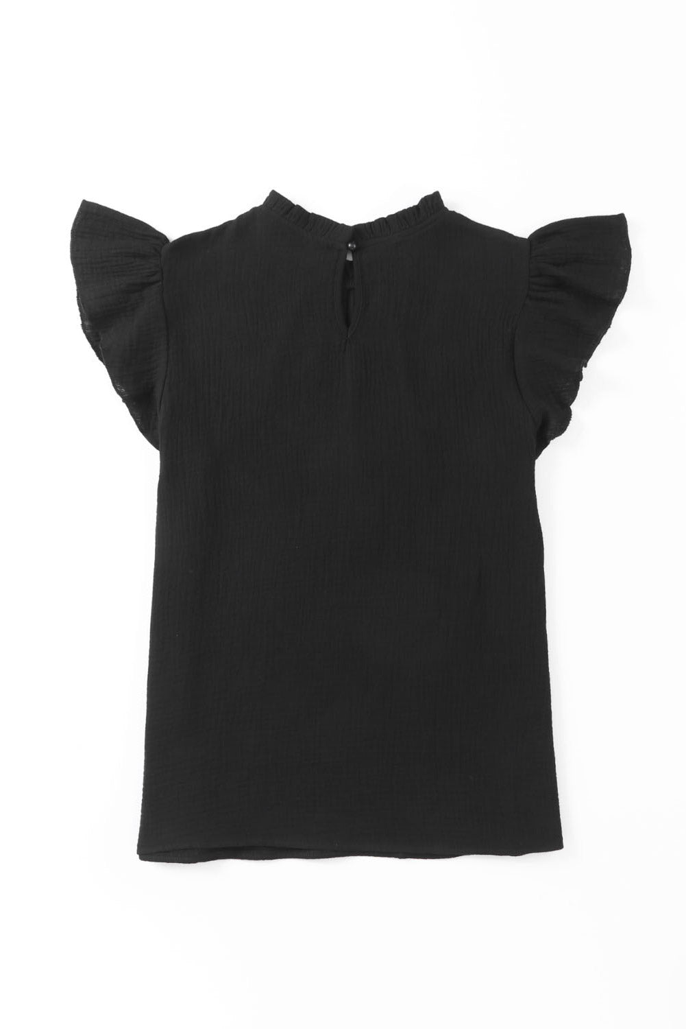 Flutter Sleeve Frilled Neck Textured Blouse