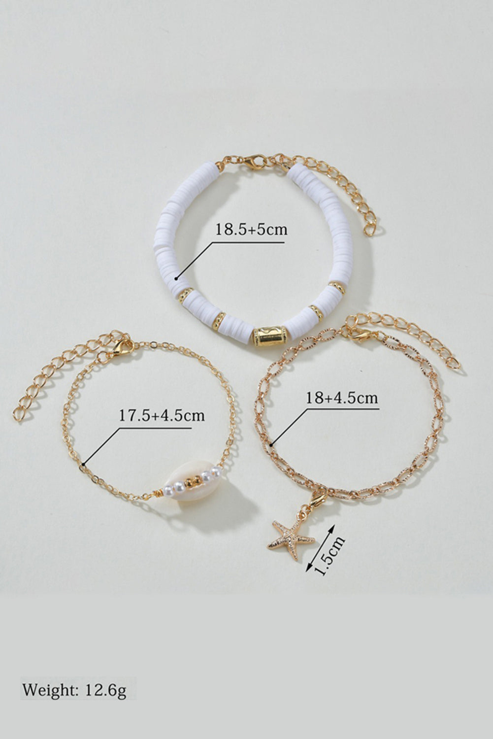 3-piece Bohemian Seashell Starfish Pearl Decor Bracelet