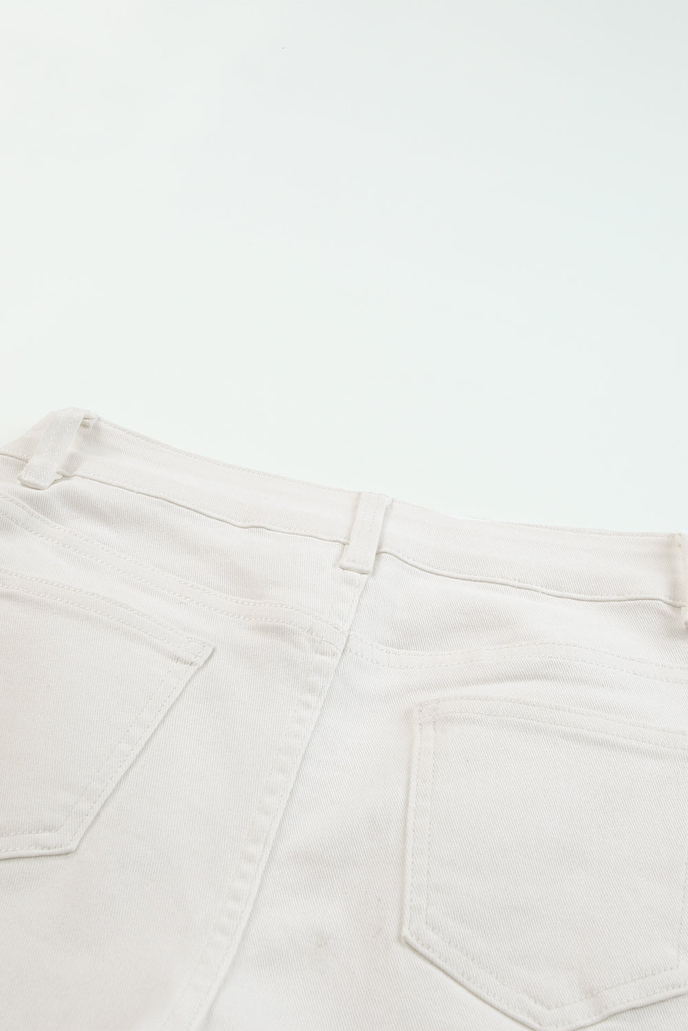 Beige Tassel Sequin Distressed High Waist Denim Shorts