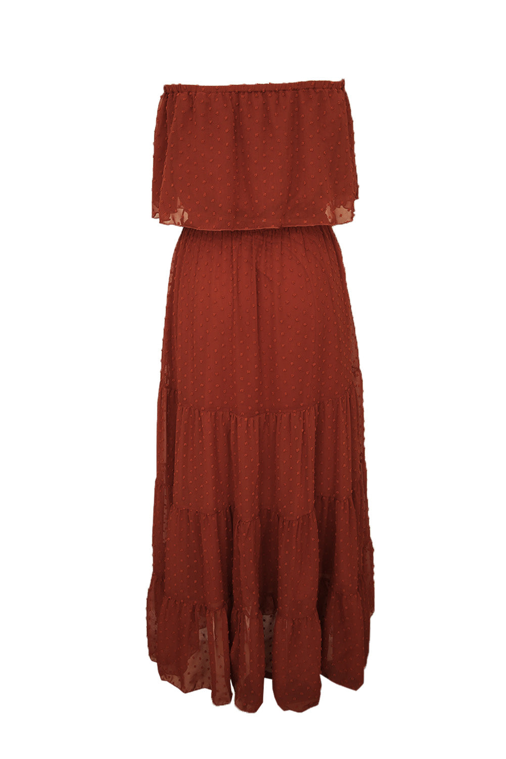 Yellow Yellow Off Shoulder Ruffle Swiss Dot Maxi Dress