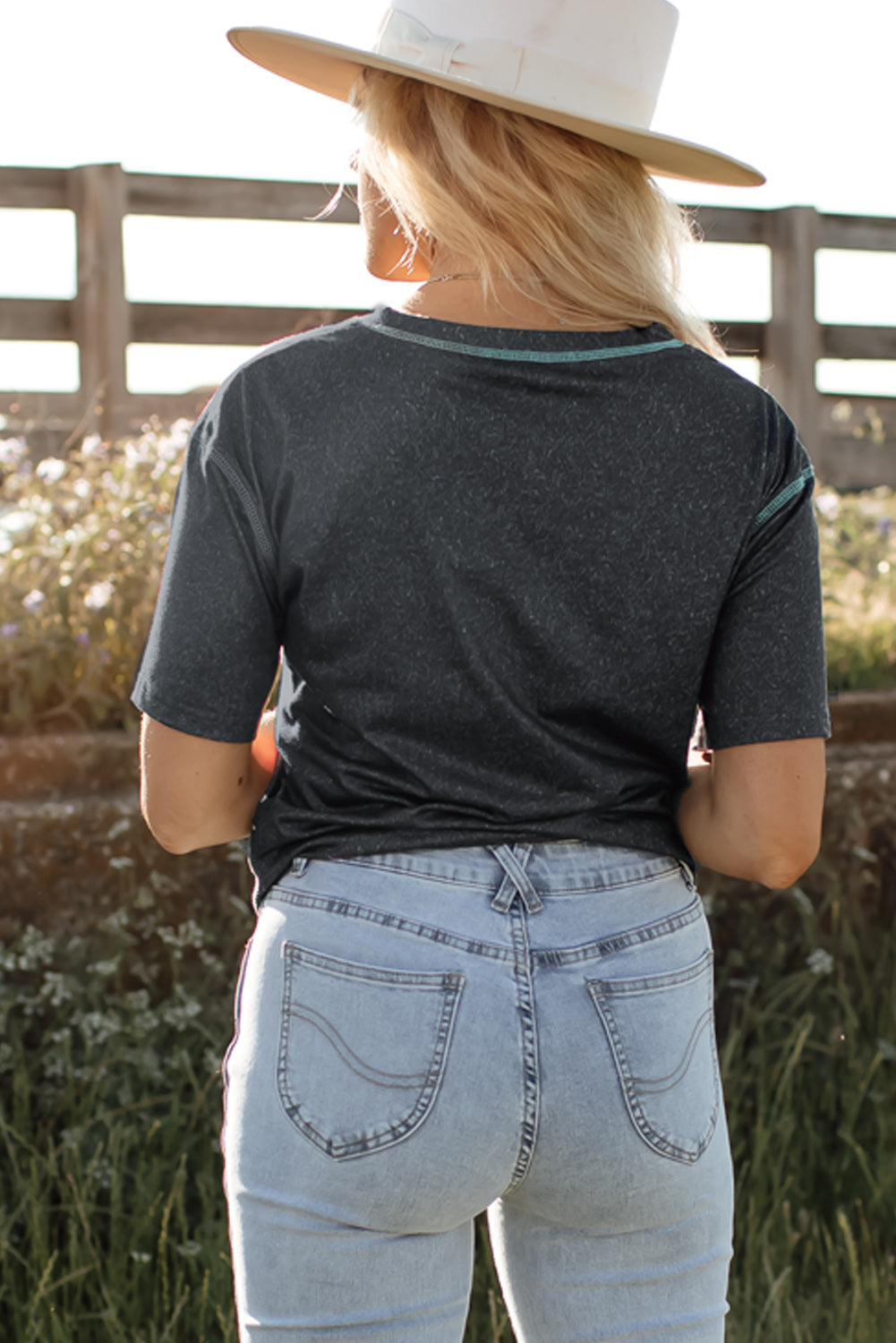 Aztec Geometric Print V Neck Tee