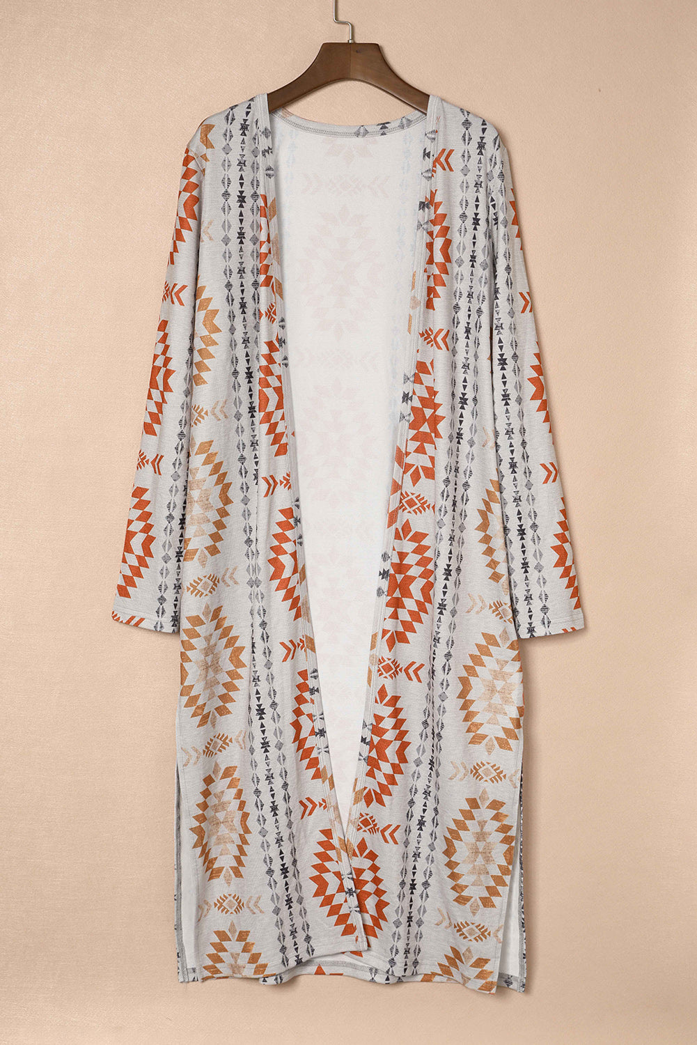 Geometric Aztec Print Open Front Cardigan