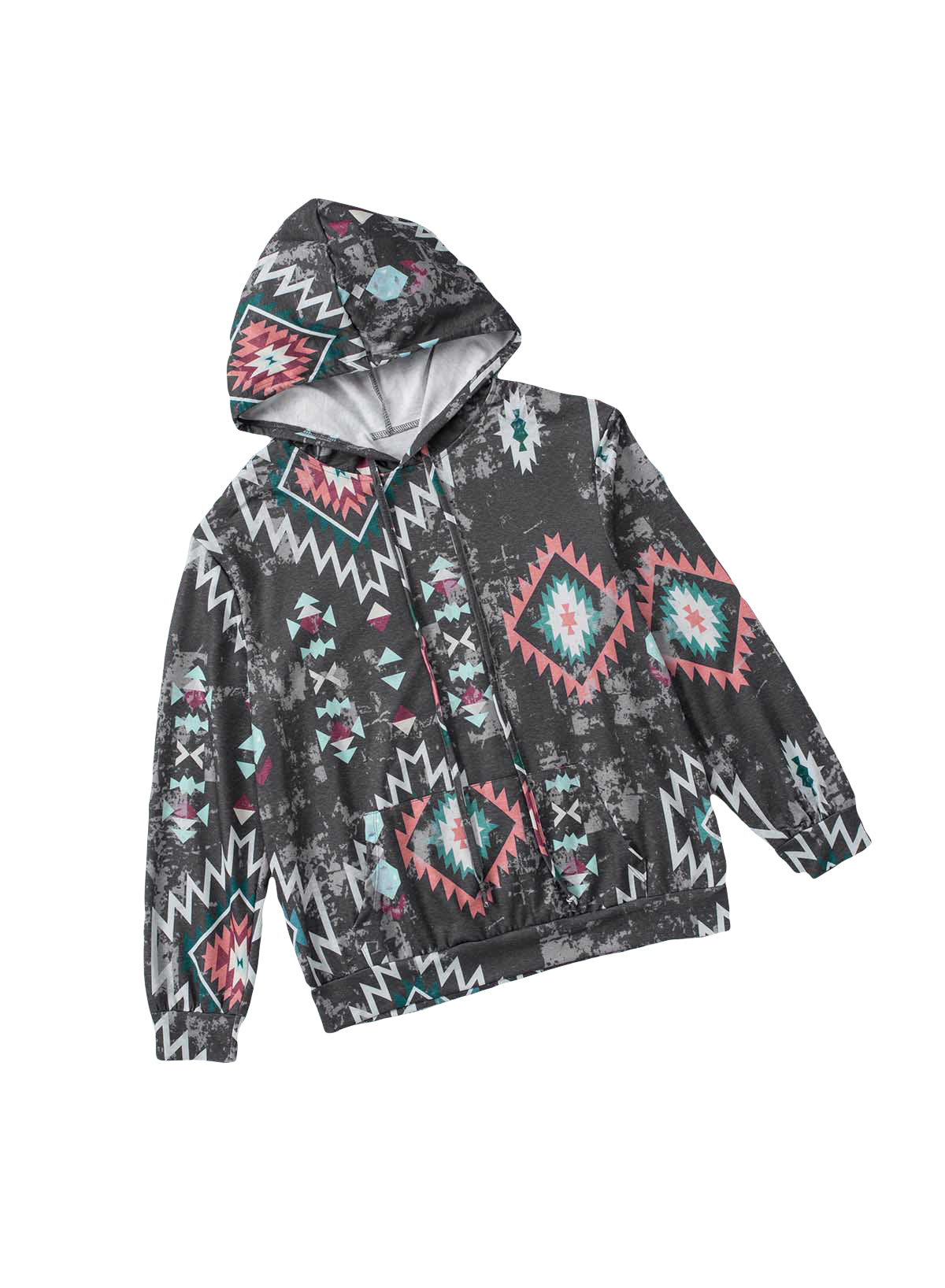 Aztec Kangaroo Pocket Drawstring Hoodie