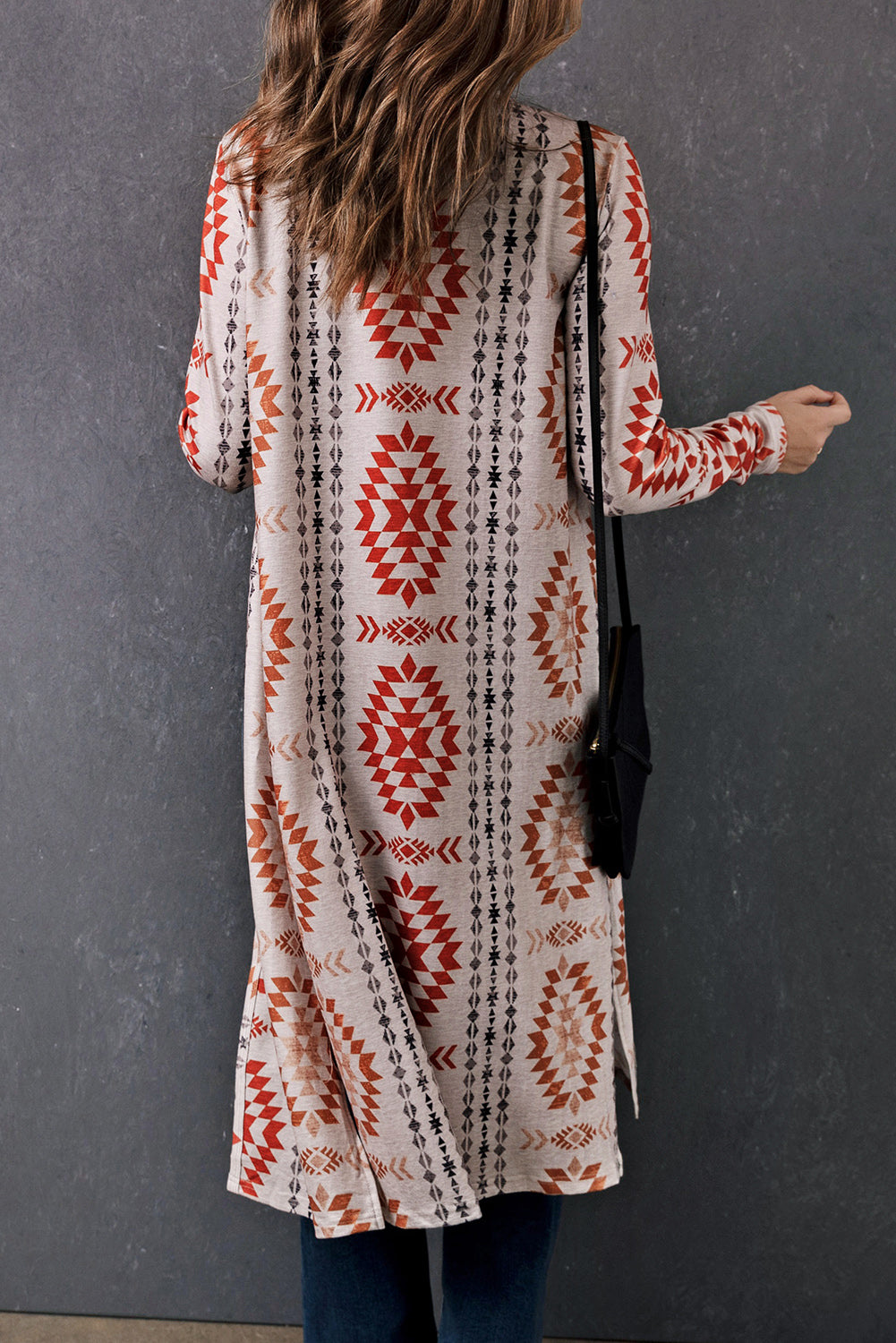 Geometric Aztec Print Open Front Cardigan