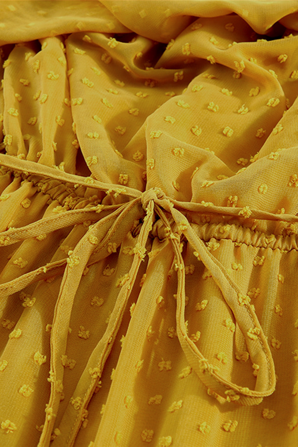 Yellow Yellow Off Shoulder Ruffle Swiss Dot Maxi Dress