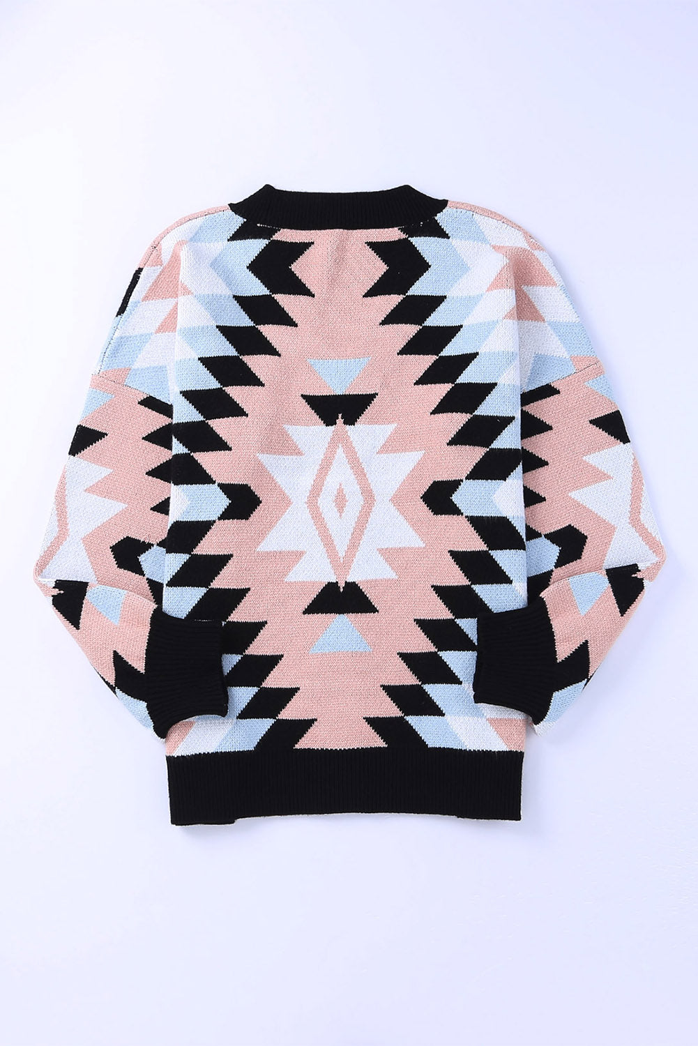 Oversized Aztec Buttons Front Cardigan
