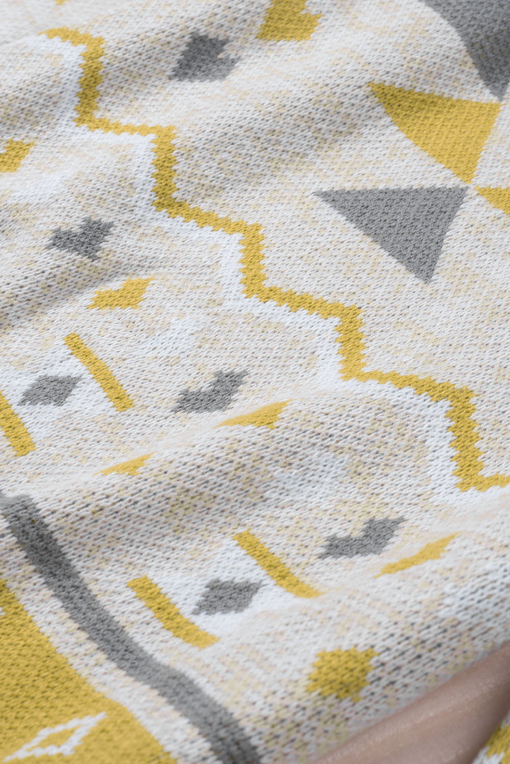 Geometric Print Open Front Knitted Cardigan