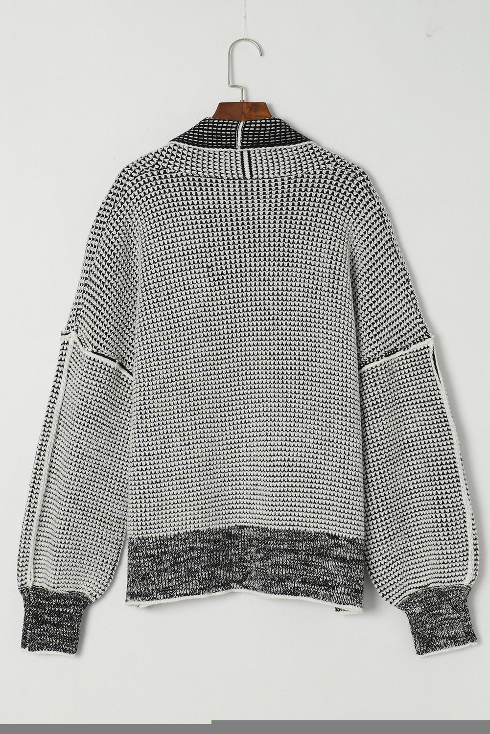 Apricot Plaid Contrast Trim Open Front Cardigan