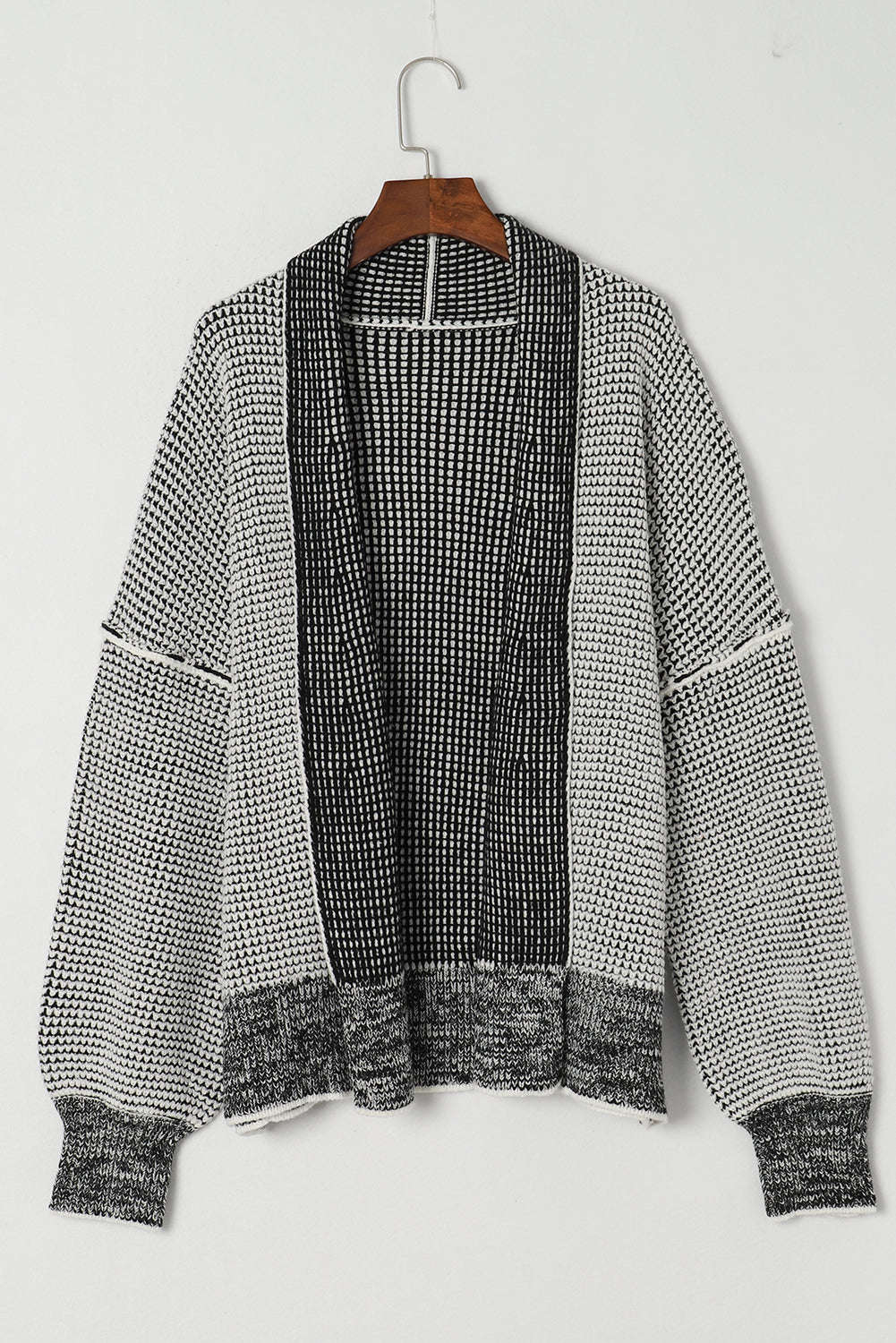 Apricot Plaid Contrast Trim Open Front Cardigan