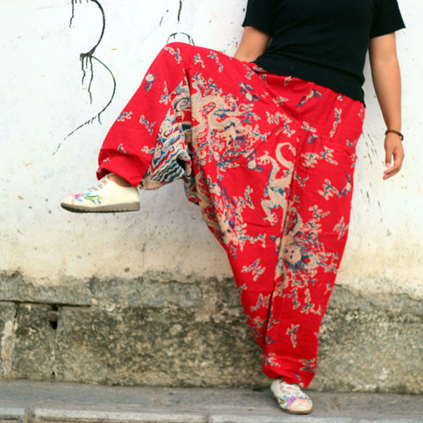 Big Crotch Floor Pants, Loose Thai Pants, Lantern Pants, Big Size Harem Pants