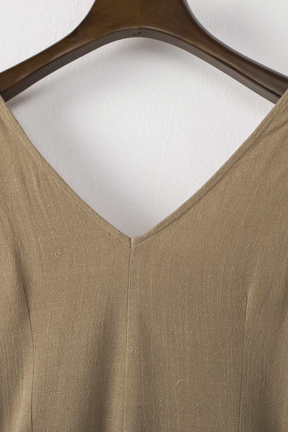 Beige Button V Neck Romper with Belt