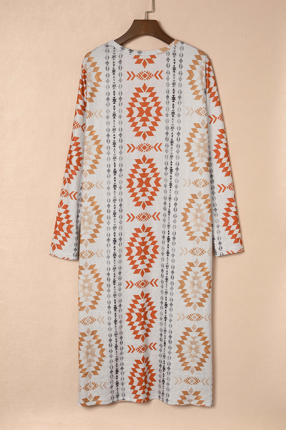 Geometric Aztec Print Open Front Cardigan