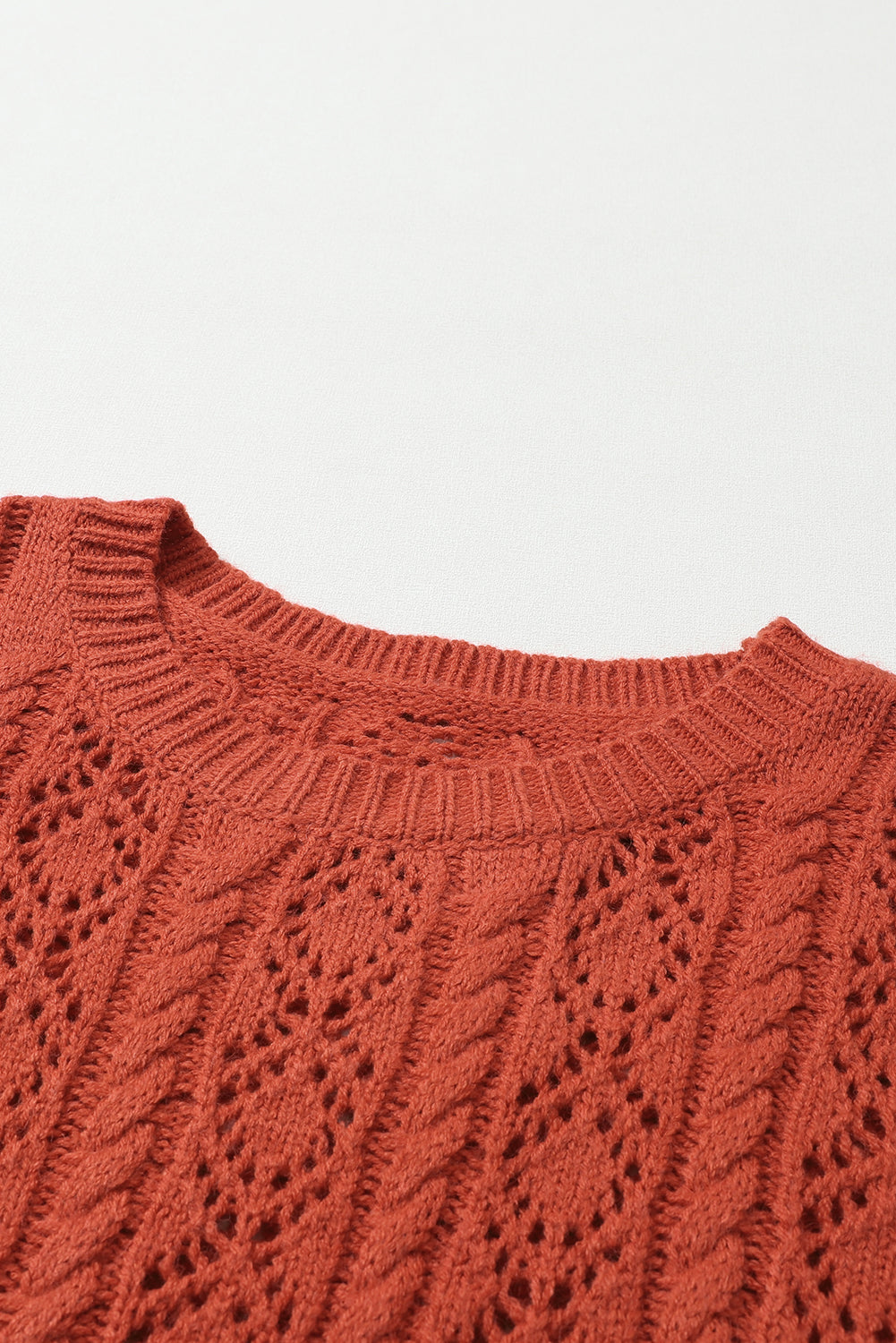 Orange Exquisite Knitted Drop Shoulder Puff Sleeve Sweater