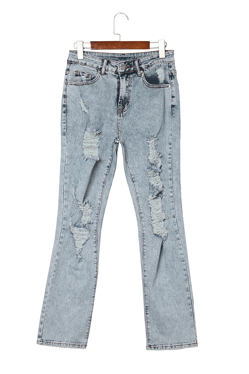 Fading Wash Distressed Casual Jeans