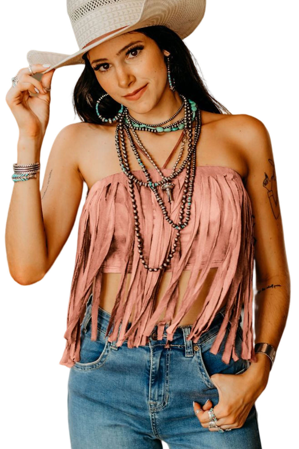 Tassel Drawstring Bandeau Crop Tank Top