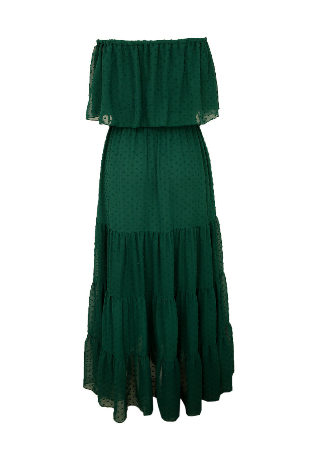 Yellow Yellow Off Shoulder Ruffle Swiss Dot Maxi Dress