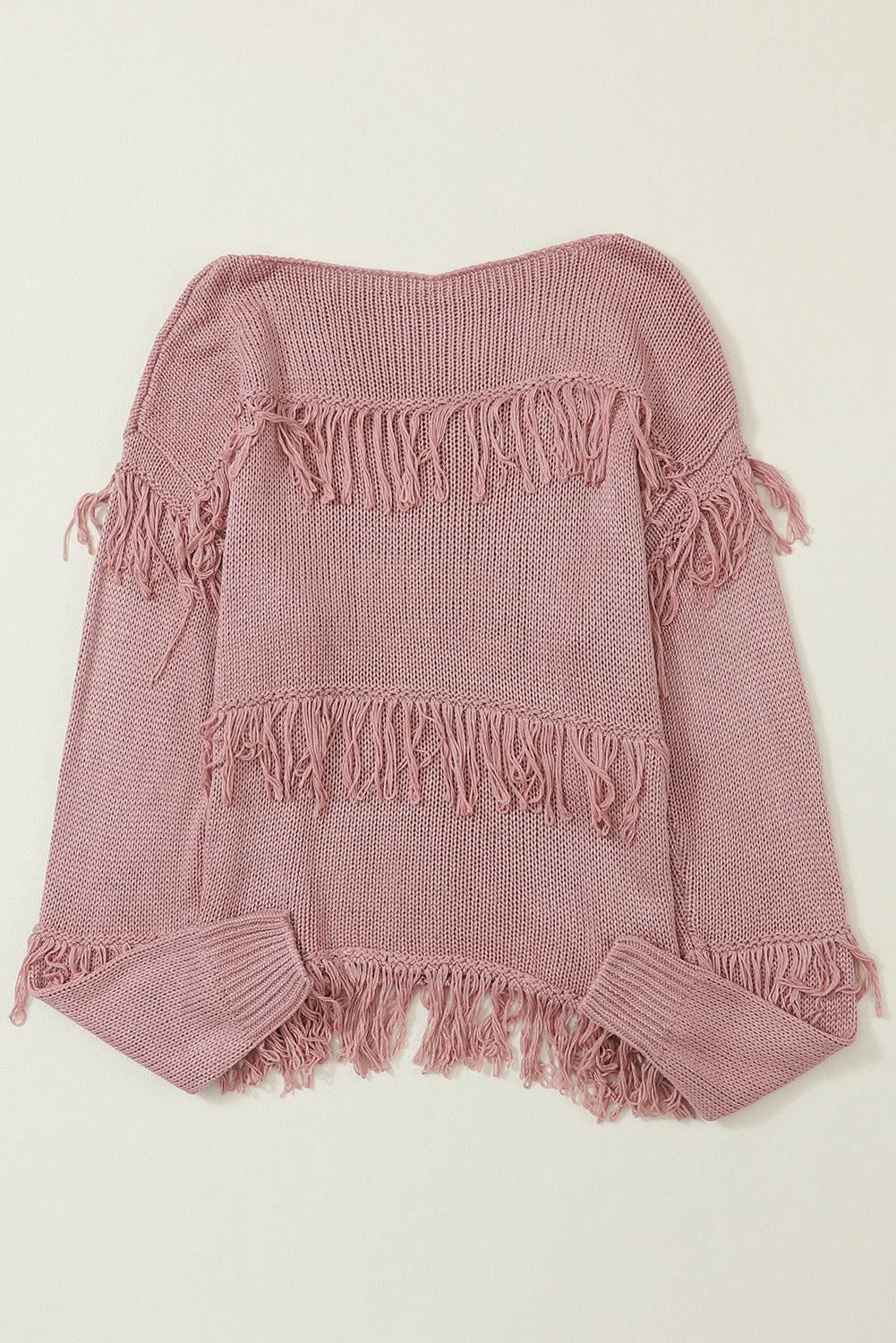 Green Boho Tasseled Knitted Sweater