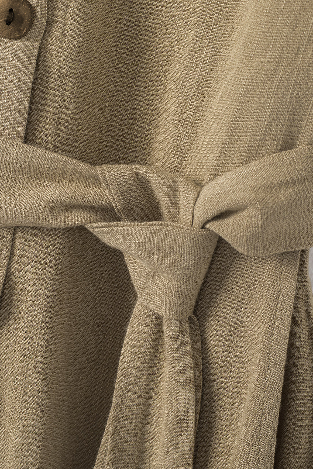Beige Button V Neck Romper with Belt