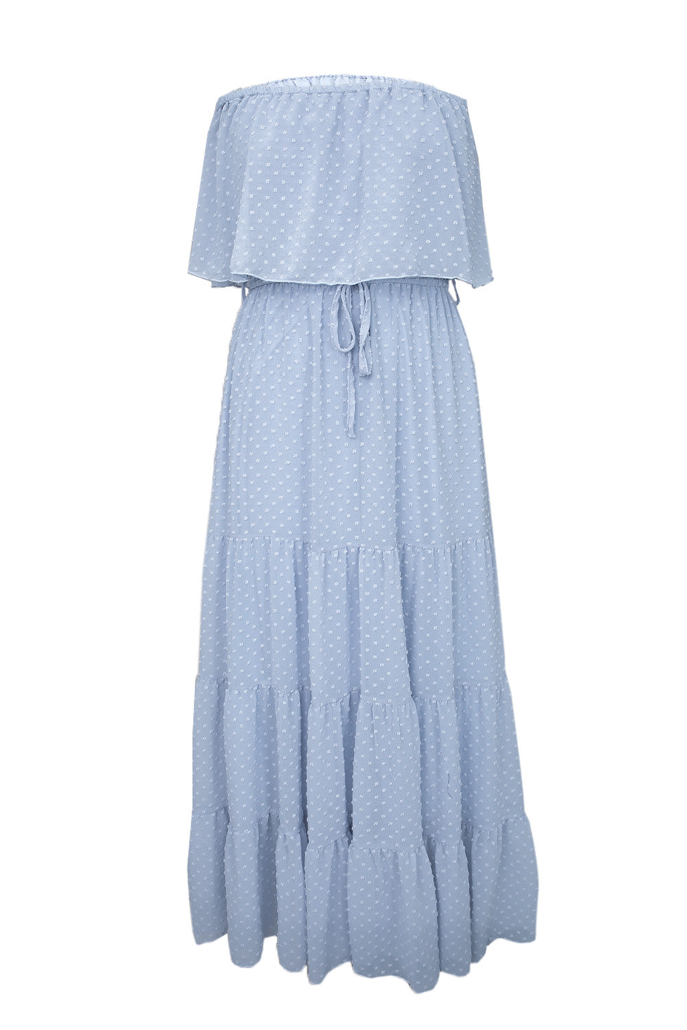 Yellow Yellow Off Shoulder Ruffle Swiss Dot Maxi Dress