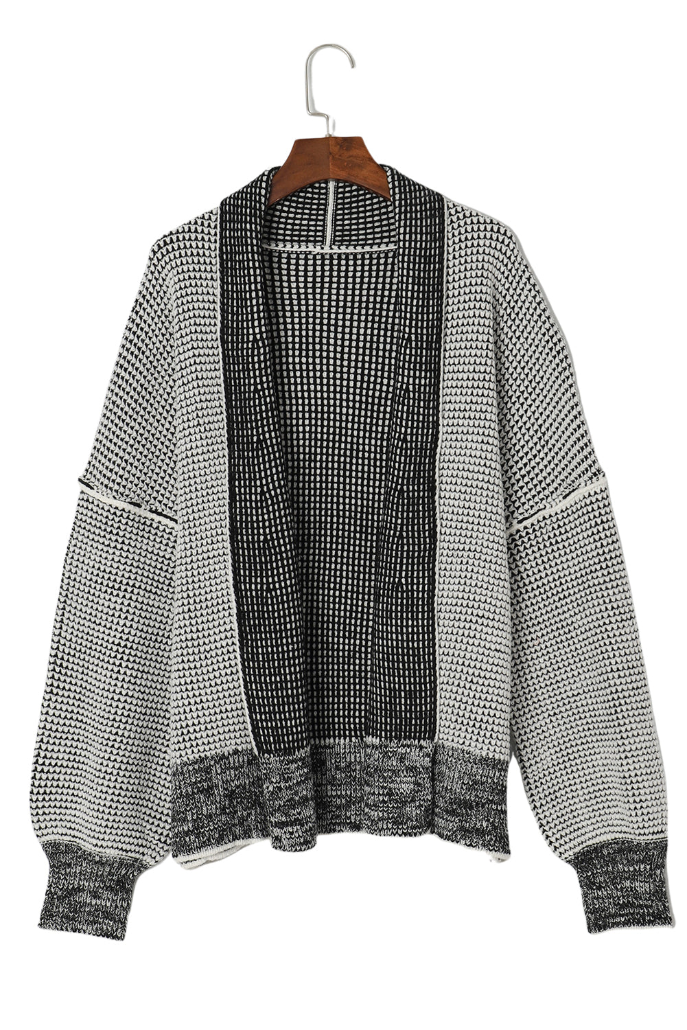 Apricot Plaid Contrast Trim Open Front Cardigan