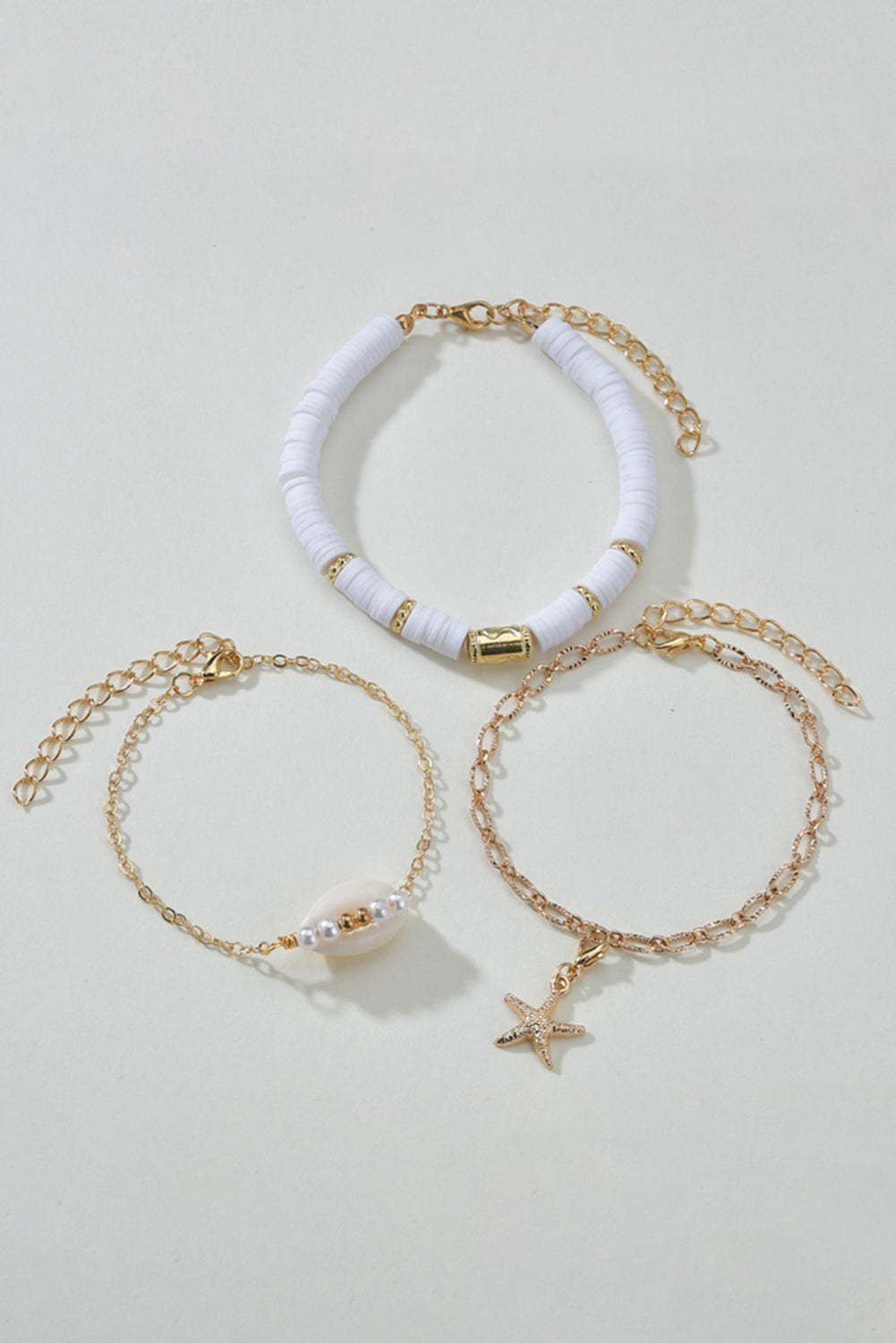 3-piece Bohemian Seashell Starfish Pearl Decor Bracelet
