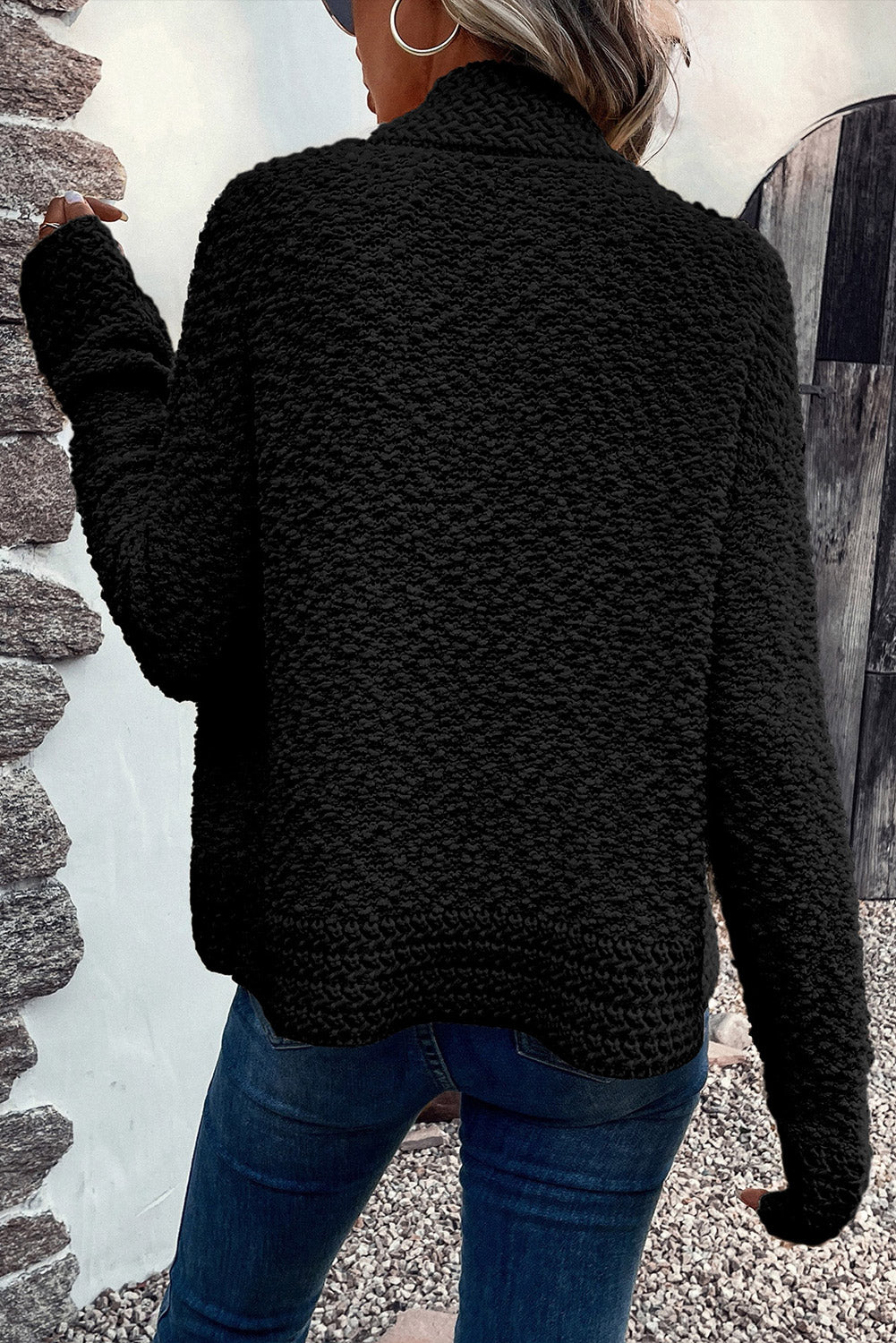 Fiery Red Popcorn Knit Open Front Cardigan