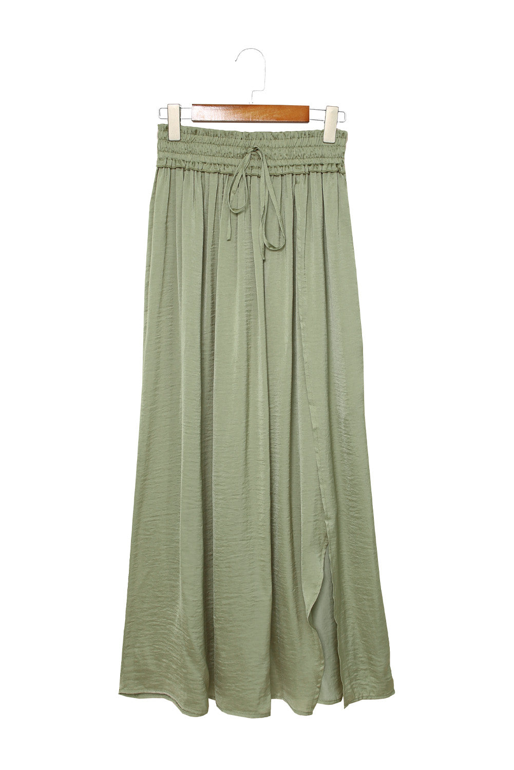 Adjustable Drawstring Smocked Waist Maxi Skirt