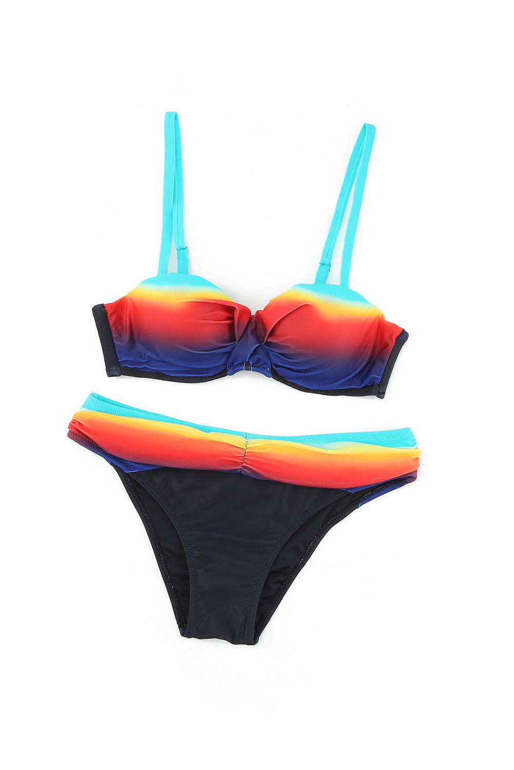Sexy Red Padded Gather Push-up Bikini Set