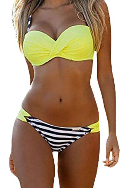 Sexy Red Padded Gather Push-up Bikini Set