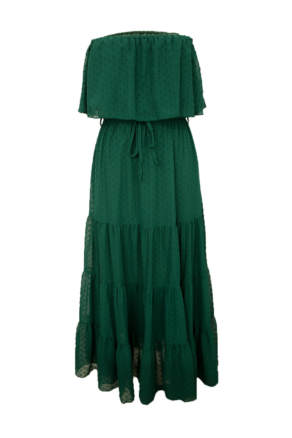 Yellow Yellow Off Shoulder Ruffle Swiss Dot Maxi Dress