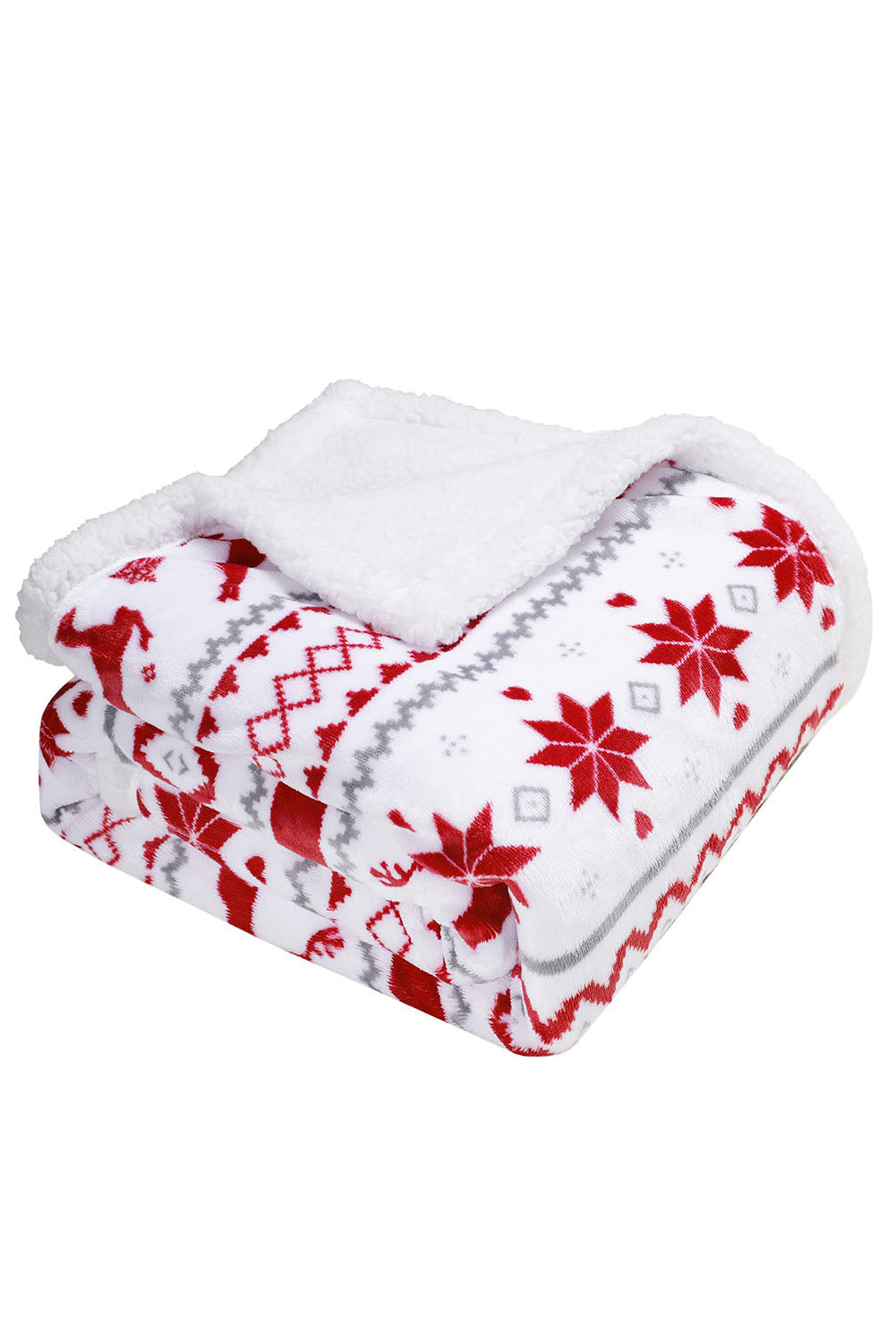 Multicolor Christmas Elk Geometric Knit Flannel Blanket 127*152cm