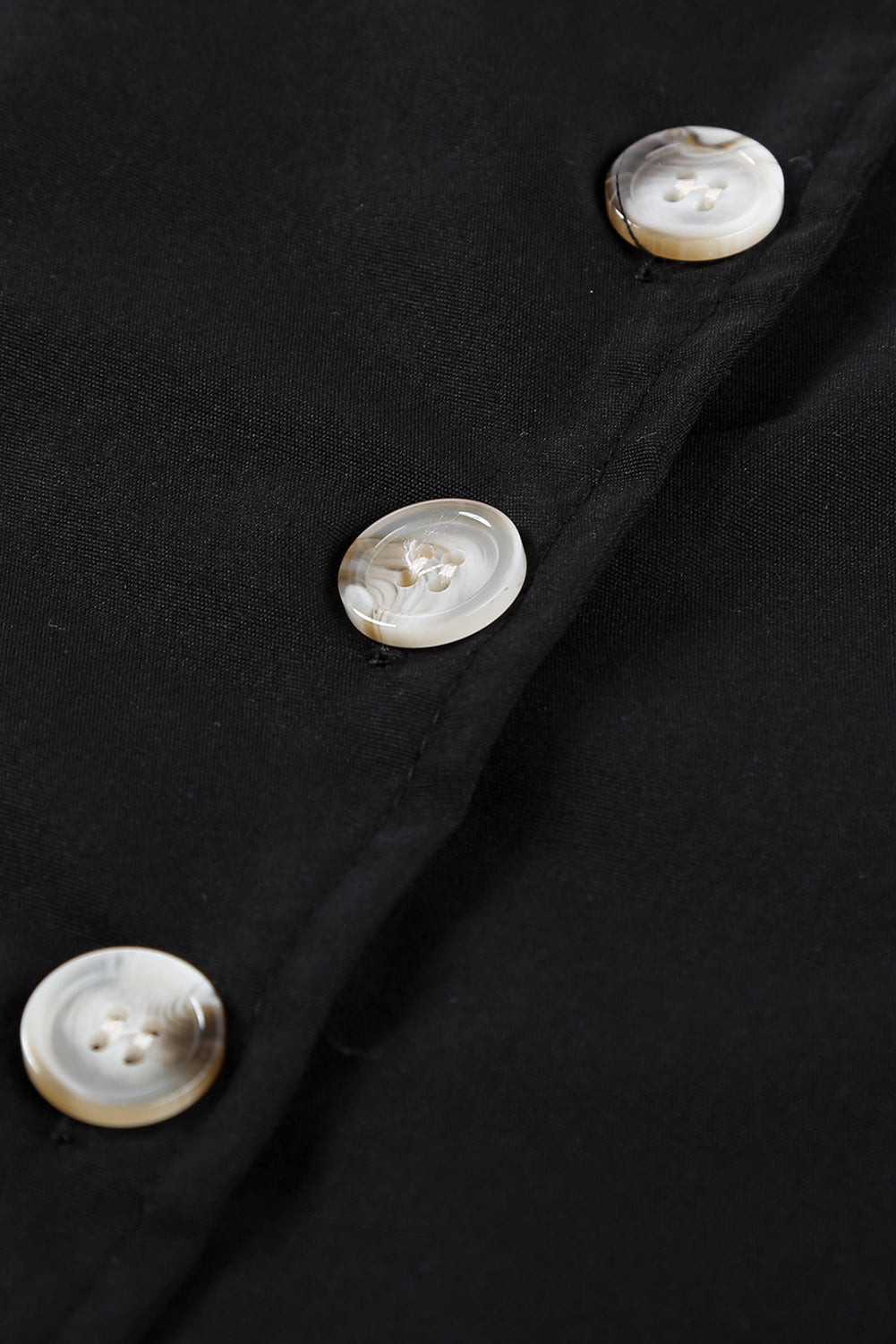 Black Flutter Sleeve V Neck Buttoned Maternity Dress