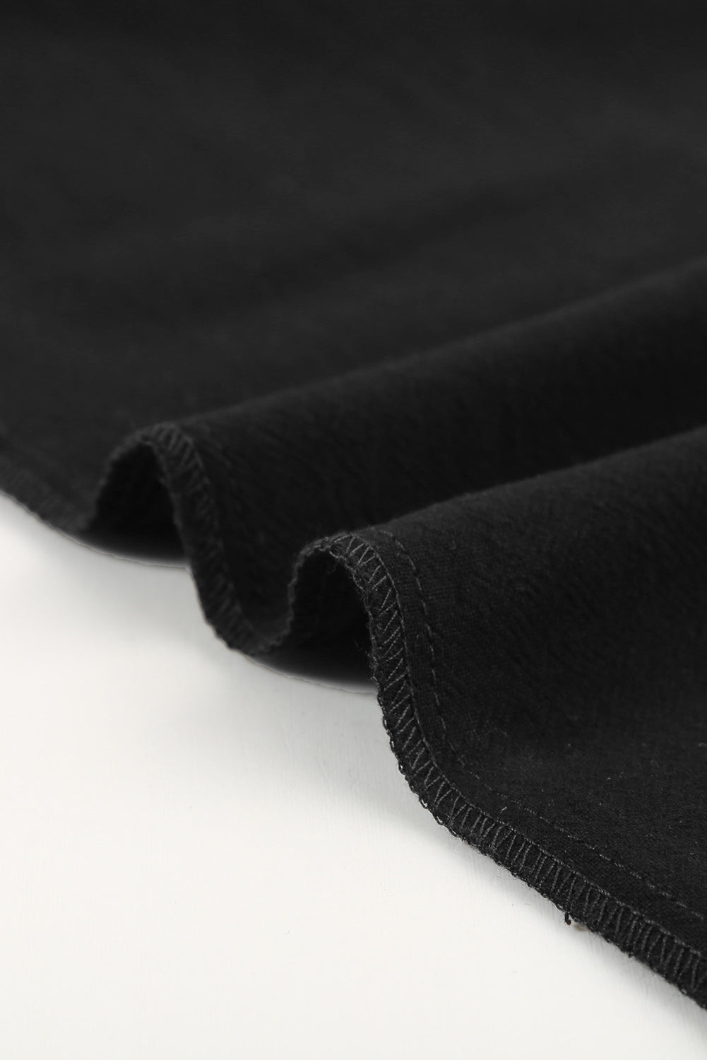 Black Drawstring Elastic Waist Pockets Long Straight Legs Pants