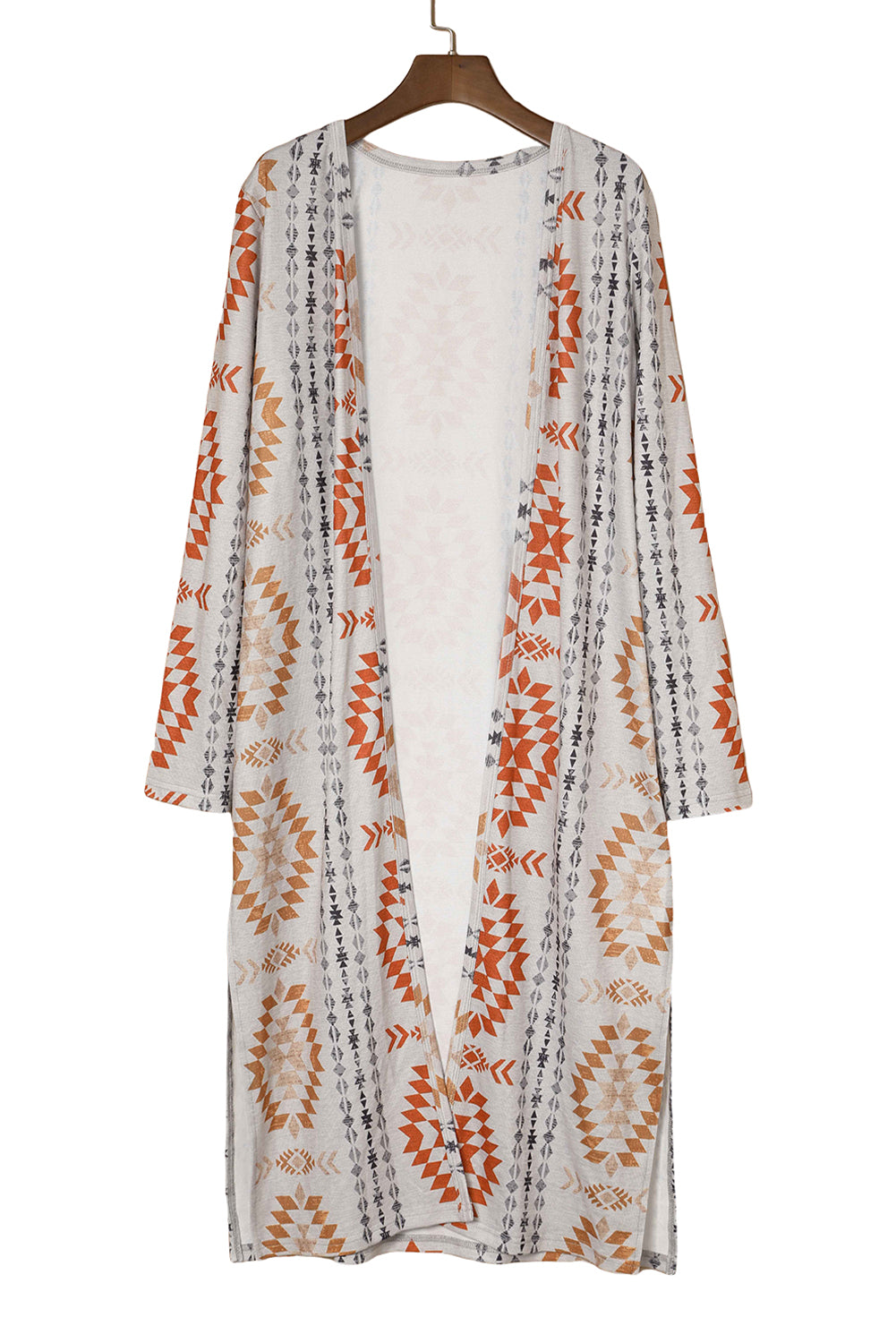 Geometric Aztec Print Open Front Cardigan