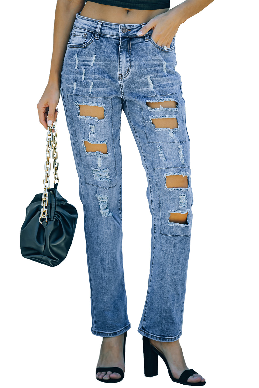 HAMMER AND FREE Graphic Cutout Ribbed Jeans