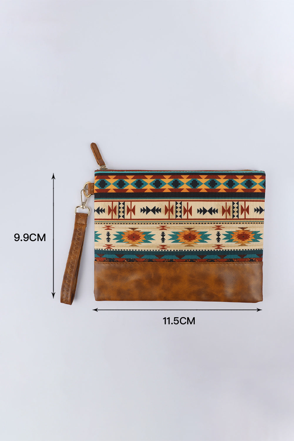 Multicolor Western Aztec Print Zipper PU Leather Clutch