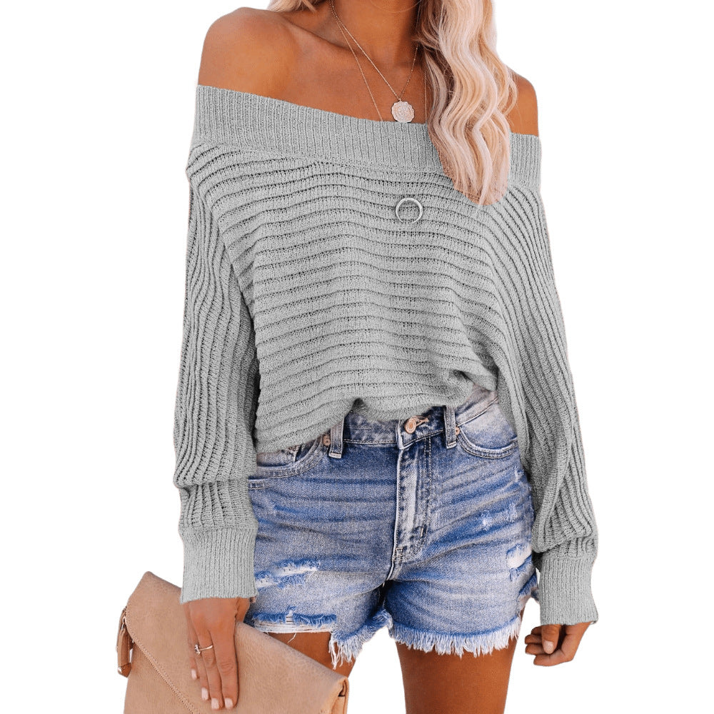 Bat sleeve off-the-shoulder sweater