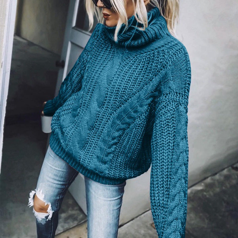 Solid color high collar knit top