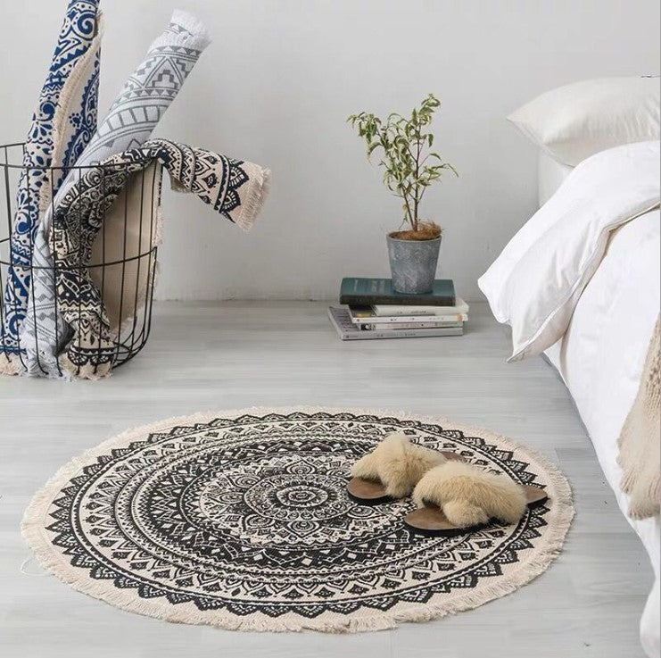 Nordic Cotton And Linen Round Carpet Retro Decoration