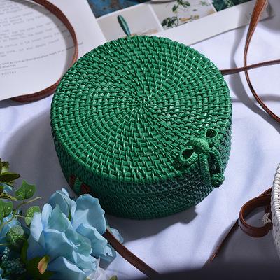 Bali hand-woven round shoulder bag rattan straw bag boho Messenger bag