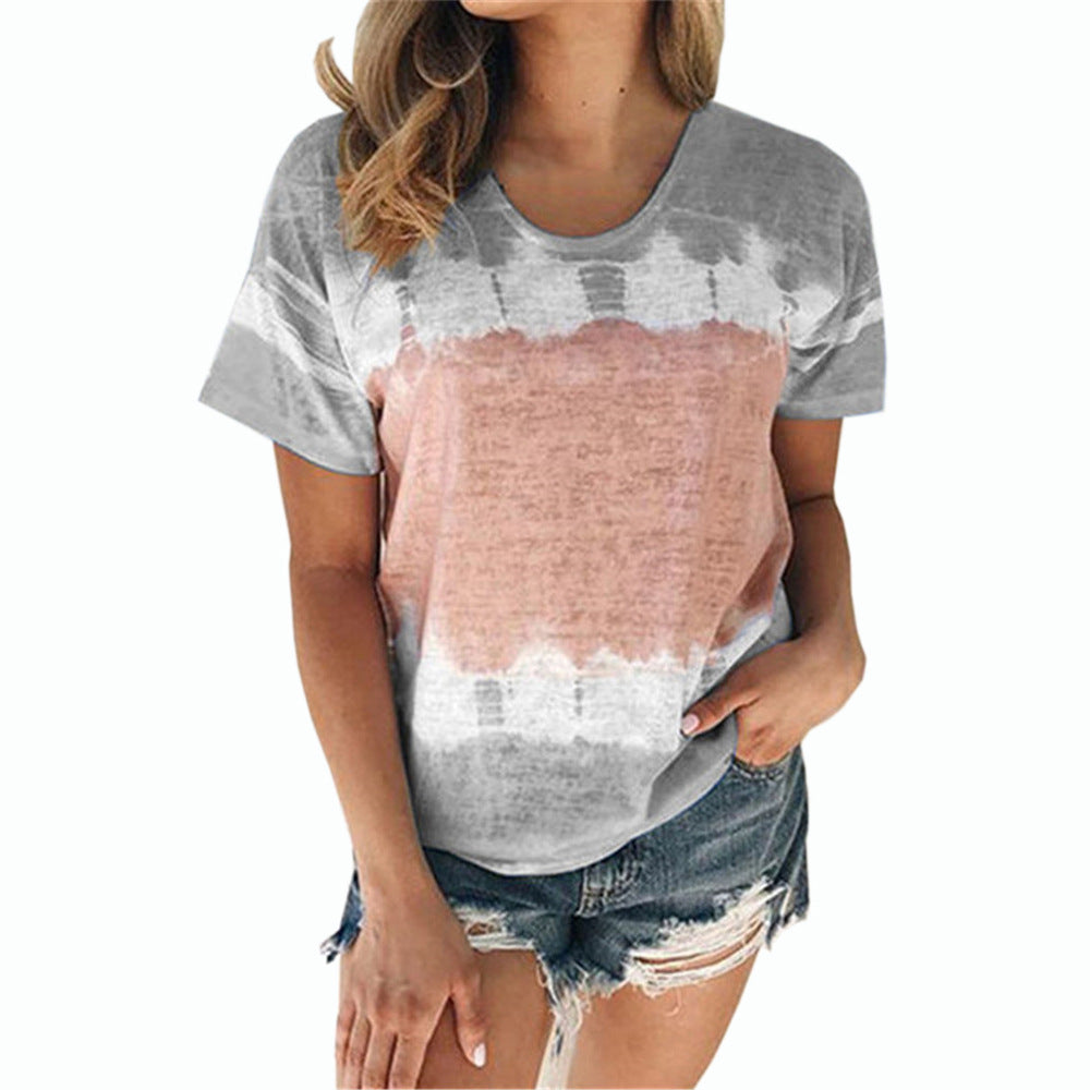 Loose round neck short sleeve printed T-Shirt Top