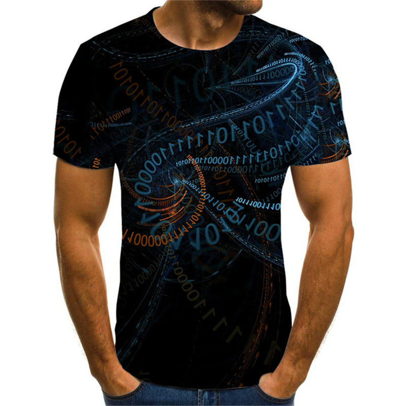 3D Printed T-shirt Visual Geometric Vortex Short Sleeve