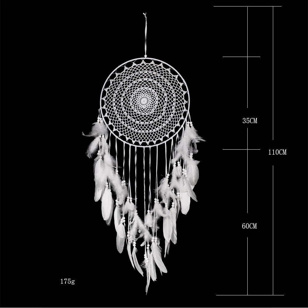 White Feather Dream Catcher Large Pendant Hand-woven Home Decoration